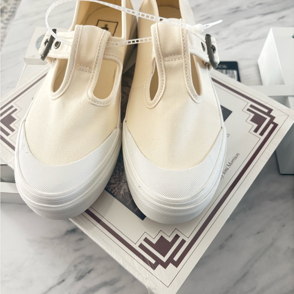Vans  Cream Canvas Slip-On Shoes